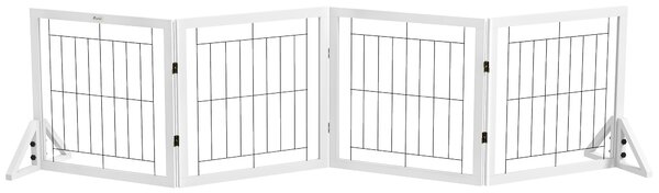 PawHut Cancellino per Cani Pieghevole con 4 Pannelli e Piedini Triangolari, 280x70 cm, Bianco | Aosom Italy