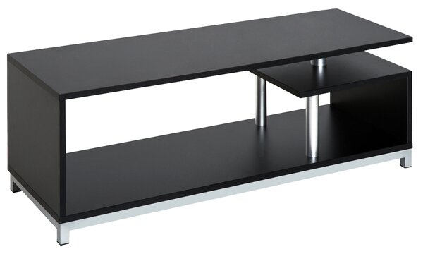 HomCom Mobile Porta tv design unico in Legno, Salotto Ingresso Supporto da tavolo TV Nero|Aosom