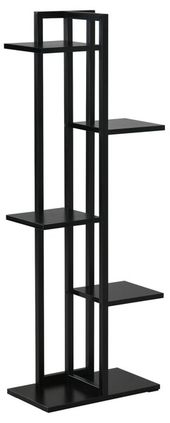 Outsunny Scaletta Portavasi a 5 Livelli per Interni ed Esterni in MDF e Acciaio, 40x22x113 cm, Nero | Aosom Italy