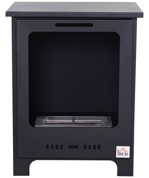 Homcom Camino a Bioetanolo Efficiente 1.5L in Acciaio Senza Canna Fumaria, fino a 0.9 L e a 3 ore , 40 x 30 x 50 cm, Nero | Aosom Italy
