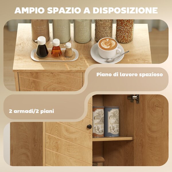 HOMCOM Mobile multiuso Stile vintage per cucina e soggiorno con Due Ripiani interni, in Truciolato, 60x30x76cm|Aosom