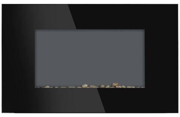 HOMCOM Camino Elettrico da Parete o Terra 2000W con Fiamma LED 7 Colori, Nero, 90x56x9.5cm