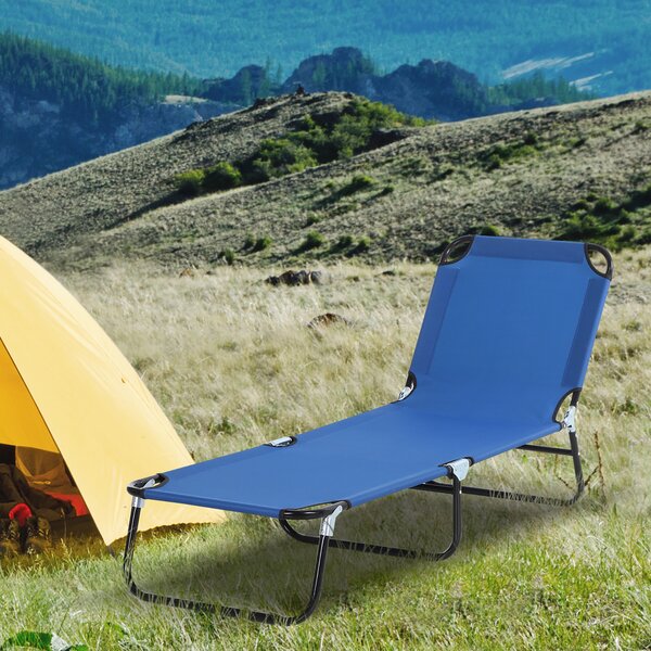 Outsunny Lettino da Giardino con Schienale Regolabile in 5 Posizioni, in Acciaio e Tessuto Oxford, 188x56x28 cm, Blu|Aosom