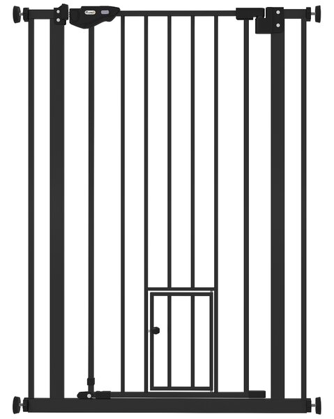 PawHut Cancellino per cani con alto sicurezza anti-scappare, regolabile porta piccola chiusura automatica, 74-80x104cm, nero | Aosom Italy