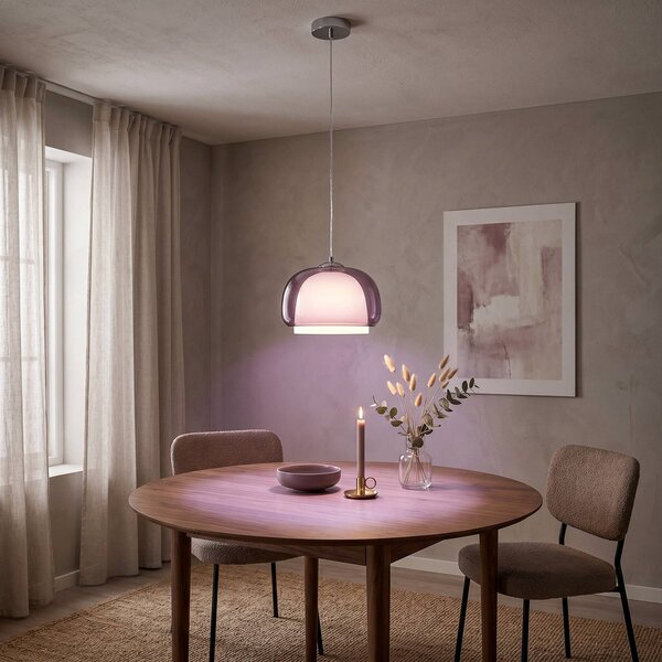 EGLO Lampada a sospensione Belomontejo, dimmerabile, Violetto / Fucsia / Rosa, Soggiorno / Sala da pranzo, Vetro, Giovanile, Lampada a sospensione