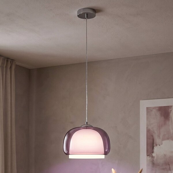 EGLO Lampada a sospensione Belomontejo, dimmerabile, Violetto / Fucsia / Rosa, Soggiorno / Sala da pranzo, Vetro, Giovanile, Lampada a sospensione