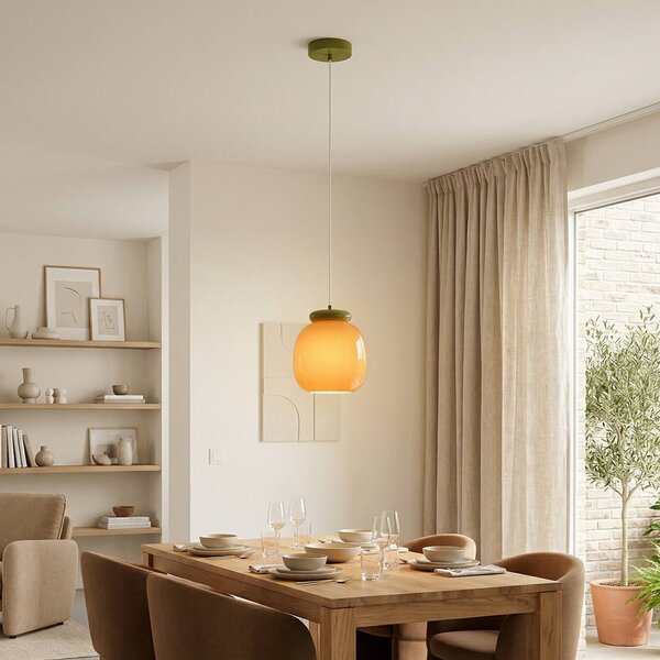 EGLO Lampada a sospensione Berardelli, dimmerabile, Giallo / Arancione, Soggiorno / Sala da pranzo, Vetro, Moderno, Lampada a sospensione