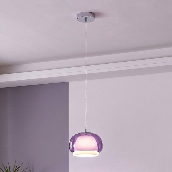 EGLO Lampada a sospensione Belomontejo, dimmerabile, Violetto / Fucsia / Rosa, Soggiorno / Sala da pranzo, Vetro, Giovanile, Lampada a sospensione