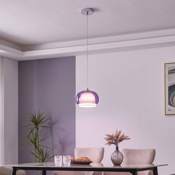 EGLO Lampada a sospensione Belomontejo, dimmerabile, Violetto / Fucsia / Rosa, Soggiorno / Sala da pranzo, Vetro, Giovanile, Lampada a sospensione