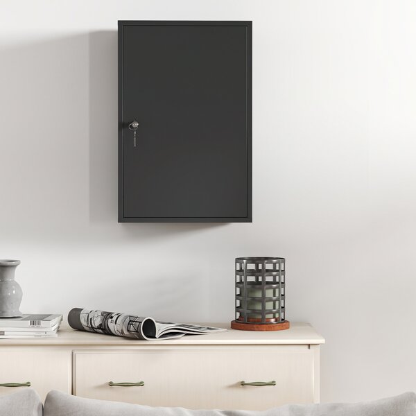 Kleankin Armadietto da parete per medicinali, armadietto da bagno con 3 ripiani, 2 chiavi, 40 x 18 x 60 cm, Nero | Aosom Italy