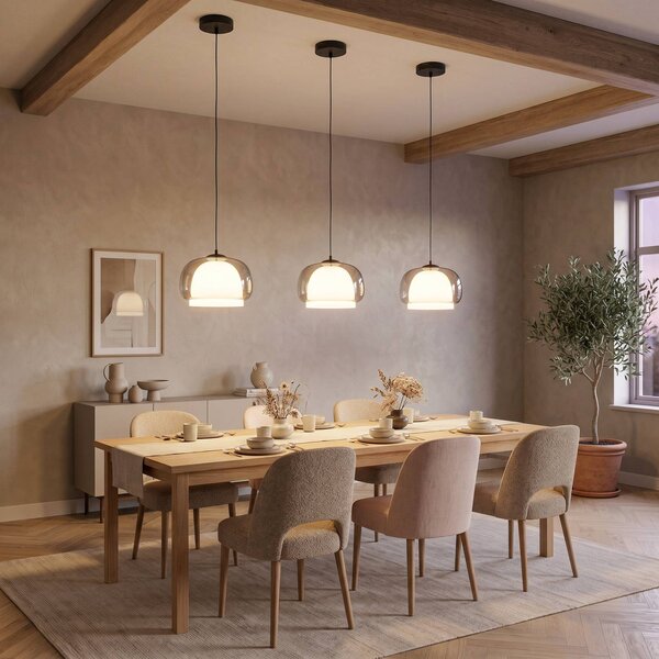EGLO Lampada a sospensione Belomontejo, dimmerabile, Alluminio / Grigio / Zincato, Soggiorno / Sala da pranzo, Vetro, Giovanile, Lampada a sospensione