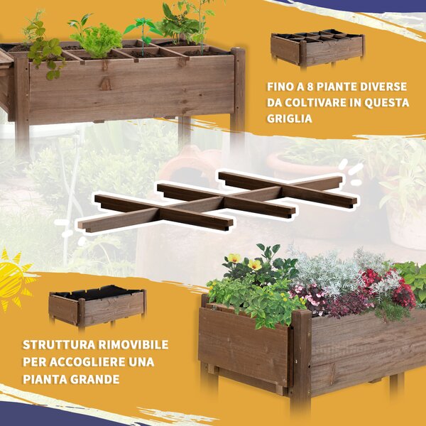 Outsunny Fioriera da Esterno a 8 Vasi con Ripiano Laterale e Mensola Inferiore, in Legno di Abete, 123x54x87 cm | Aosom Italy