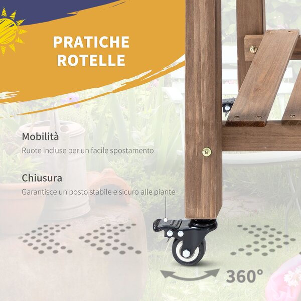 Outsunny Fioriera da Esterno a 8 Vasi con Ripiano Laterale e Mensola Inferiore, in Legno di Abete, 123x54x87 cm | Aosom Italy