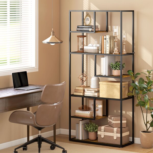 HOMCOM Mobile Libreria a 7 Livelli in Legno e Acciaio Stile Industriale, 83x34x180 cm, Marrone | Aosom Italy