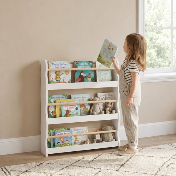 AIYAPLAY Libreria Montessoriana per Bambini 3-8 Anni a 3 Ripiani, 60x15x73 cm, per Cameretta, Bianco | Aosom Italy