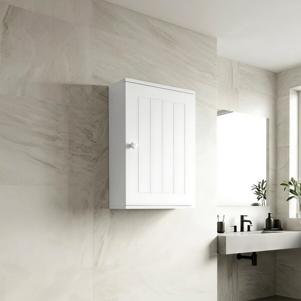 HOMCOM Mobiletto Bagno Pensile Sopra WC con Ripiano Regolabile e Anta, Bianco | Aosom Italy