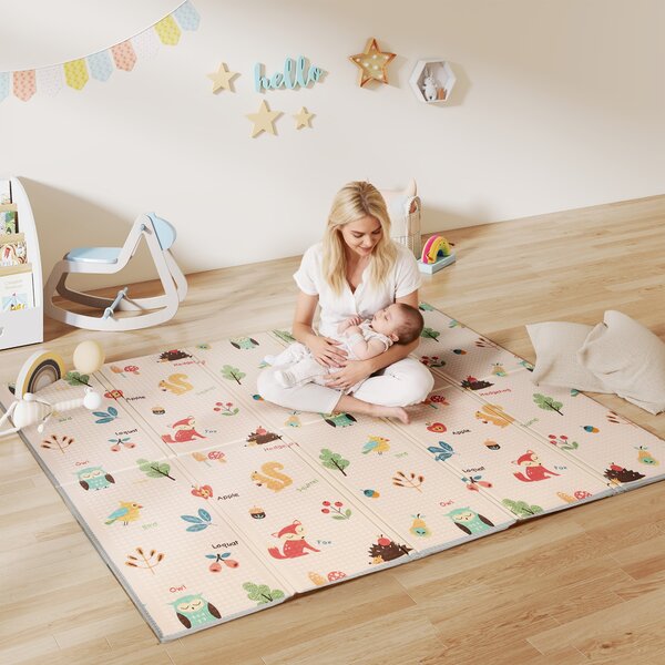 AIYAPLAY Tappeto per Bambini 0-3 Anni con Numeri e Lettere e Superficie Impermeabile, in XPE Multicolore, 176.5x148x1 cm | Aosom Italy