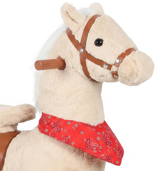 AIYAPLAY Cavallo a dondolo in peluche con testa rotante, ruote scorrevoli e suoni di nitriti, da 2 anni, marrone chiaro | Aosom Italy