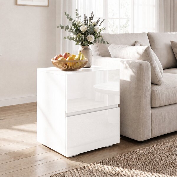 HOMCOM Set di 2 Comodini da Camera da Letto con 2 Cassetti, Capacità 30 kg, 40x40x58 cm, Bianco | Aosom Italy