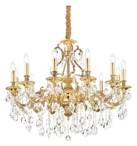 Ideal Lux - Lampadario di cristallo a sospensione con catena GIOCONDA 12xE14/40W/230V diametro 90 cm oro