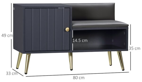 HOMCOM Mobile Panca Scarpiera con Seduta Imbottita e Armadietto a righe per 4 Paia di Scarpe, per Ingresso, 80x33x49cm, Grigio|Aosom Italy