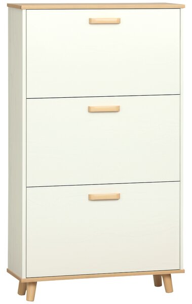 HOMCOM Mobile Scarpiera Salvaspazio in Truciolato con 3 Cassetti e 2 Ripiani Interni Regolabili, 70x23.5x122 cm, Bianco