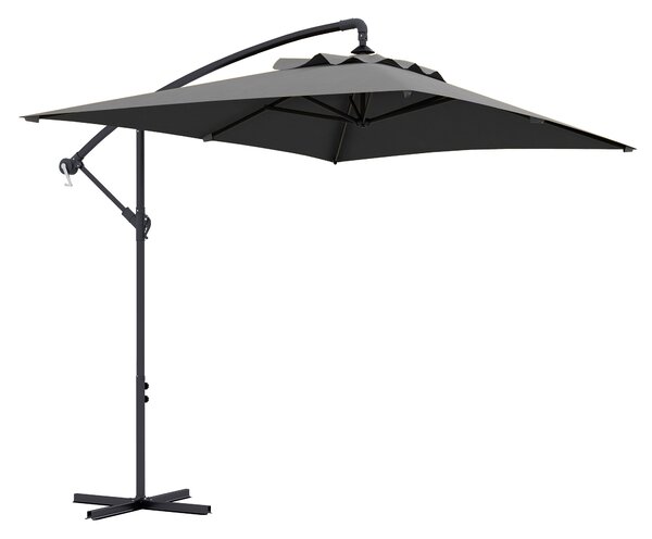 Outsunny Ombrellone da Giardino Decentrato con Base a Croce e Apertura a Manovella, 294x193cm, Grigio|Aosom