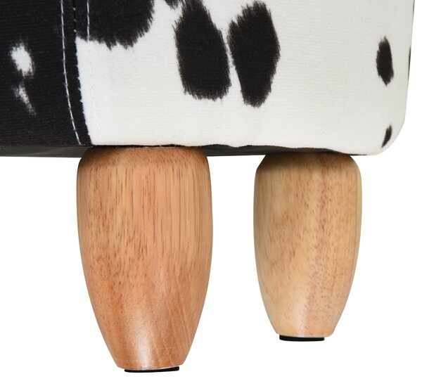 HOMCOM Pouf Decorativo Imbottito con Vano Portaoggetti a Tema Animale, 62x35x36 cm, Nero e Bianco | Aosom Italy