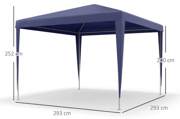 Outsunny Gazebo da Giardino 3x3 m Pieghevole e Portatile con Copertura Anti UV, Blu