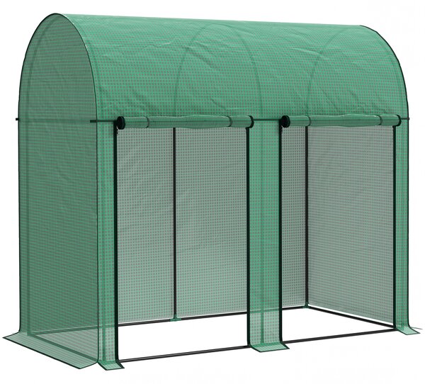 Outsunny Serra da Giardino da 2 m², 2 Porte Avvolgibili, Copertura in PE 140g/m² Anti-UV, 2x1x1.78m, Verde | Aosom Italy