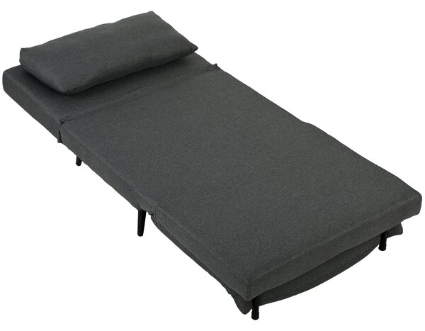 HOMCOM Poltrona Letto 3-in-1 Pieghevole Effetto Lino con Schienale Regolabile, Molle a S e Gambe in Metallo, Grigio Scuro | Aosom Italy