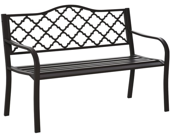 Outsunny Panca 3 Posti da Giardino e Terrazza, Stile Country Chic, in Metallo Epossidico Anticorrosione e Ghisa, 128x60x89 cm, Marrone | Aosom Italy