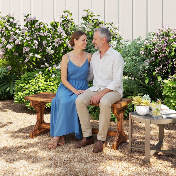 Outsunny Panca da Giardino 2 Posti in Legno di Abete Senza Schienale in Stile Rustico, 114Lx40Px46A cm | Aosom Italy