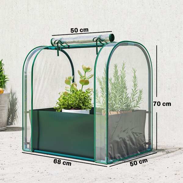 Outsunny Mini Serra con Borsa per Coltivazione e Porta Avvolgibile, 68x50x70 cm, Verde Scuro | Aosom Italy
