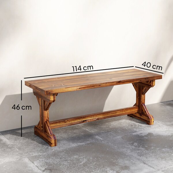 Outsunny Panca da Giardino 2 Posti in Legno di Abete Senza Schienale in Stile Rustico, 114Lx40Px46A cm | Aosom Italy