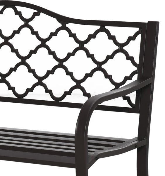 Outsunny Panca 3 Posti da Giardino e Terrazza, Stile Country Chic, in Metallo Epossidico Anticorrosione e Ghisa, 128x60x89 cm, Marrone | Aosom Italy