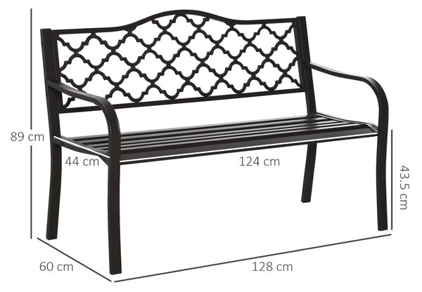 Outsunny Panca 3 Posti da Giardino e Terrazza, Stile Country Chic, in Metallo Epossidico Anticorrosione e Ghisa, 128x60x89 cm, Marrone | Aosom Italy