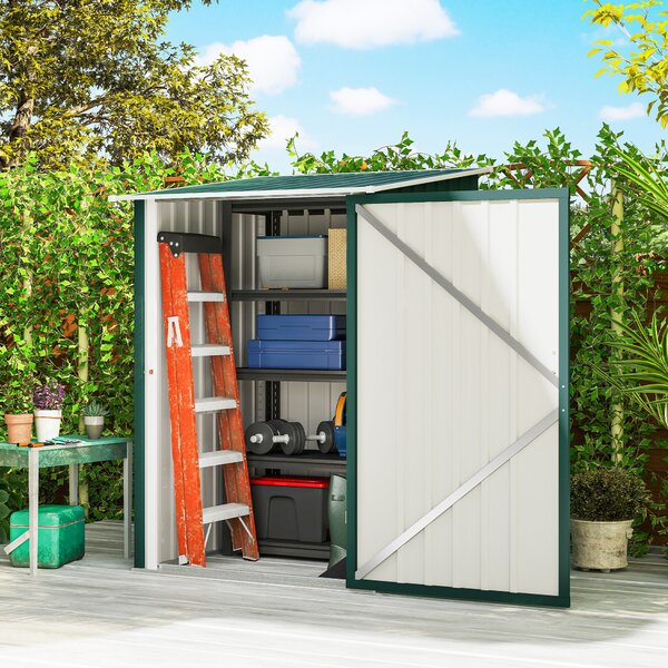 Outsunny Casetta da Giardino Porta Attrezzi in Acciaio Galvanizzato con Porta a Battente, 100x104x160 cm, Verde | Aosom Italy