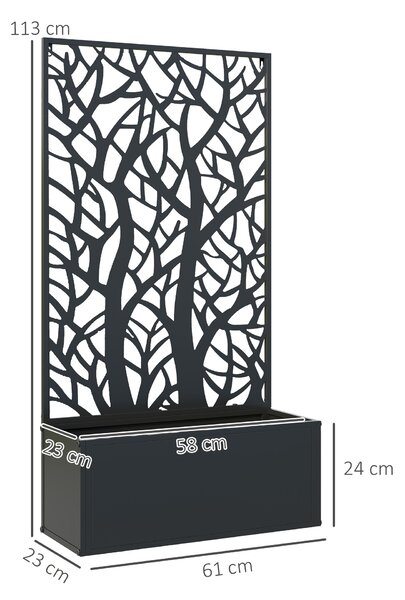 Outsunny Fioriera con Grigliato, per Piante Rampicanti, Ortaggi e Fiori, in Metallo, 61x23x113 cm, Nero | Aosom Italy