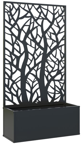 Outsunny Fioriera con Grigliato, per Piante Rampicanti, Ortaggi e Fiori, in Metallo, 61x23x113 cm, Nero | Aosom Italy