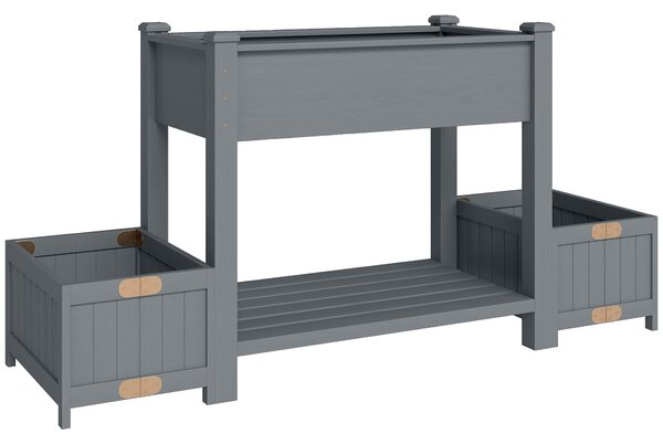 Outsunny Letto per Orto Rialzato Fioriera con Ripiano, 149x46x76cm, Grigio | Aosom Italy