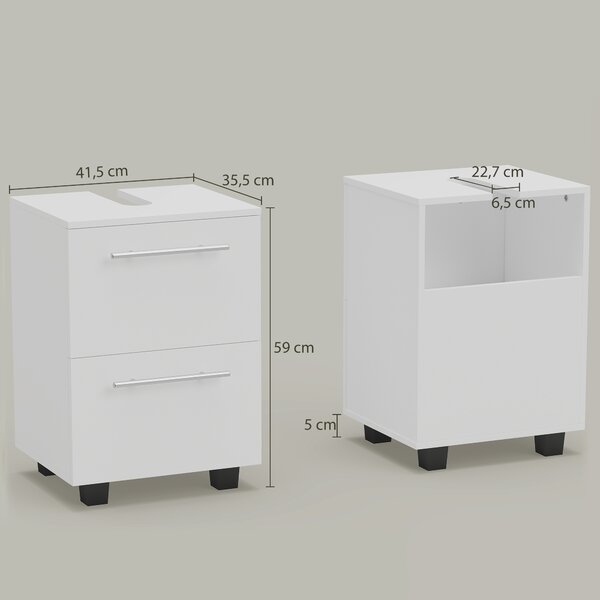 HOMCOM Mobile Sottolavabo Mobiletto Bagno Moderno 41.5x35.5x59 cm Bianco | Aosom Italy