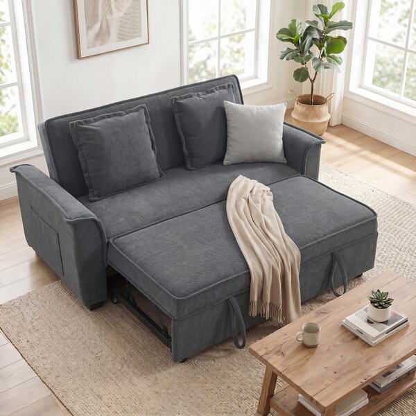 HOMCOM Divano Letto a 2 Posti con Schienale Regolabile e 2 Cuscini, 168x85x86 cm, Grigio Scuro | Aosom Italy