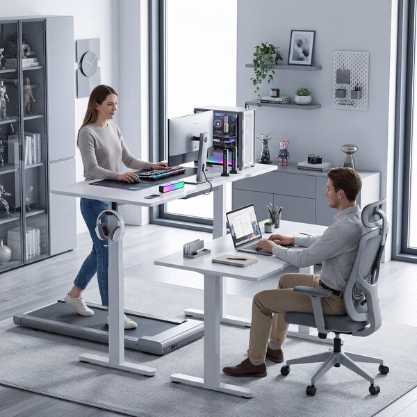 HOMCOM Telaio per Scrivania Elettrico Regolabile in Altezza con Funzione Memoria, in Acciaio, 100x60x118 cm, Bianco | Aosom Italy