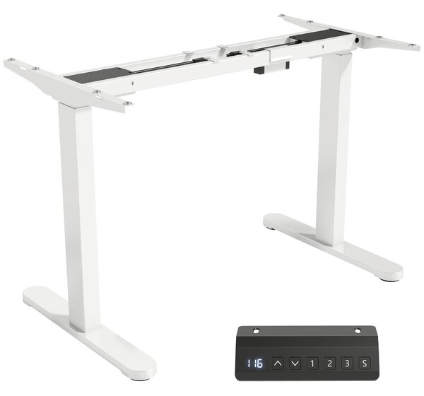 HOMCOM Telaio per Scrivania Elettrico Regolabile in Altezza con Funzione Memoria, in Acciaio, 100x60x118 cm, Bianco | Aosom Italy