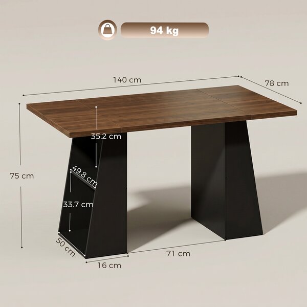 HOMCOM Scrivania con 4 Ripiani Aperti, Design Industriale, 140x78x75 cm, Marrone e Nero | Aosom Italy