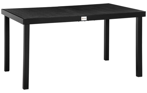 Outsunny Tavolo da Pranzo da Giardino per 6 Persone in Alluminio, 140x90x74 cm, Nero | Aosom Italy