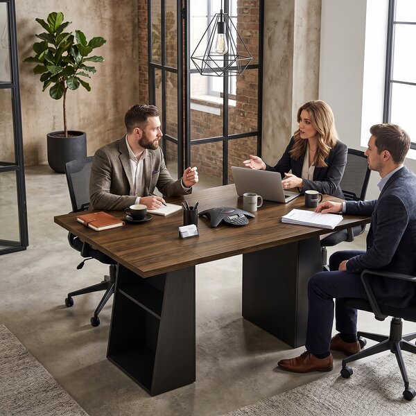 HOMCOM Scrivania con 4 Ripiani Aperti, Design Industriale, 140x78x75 cm, Marrone e Nero | Aosom Italy