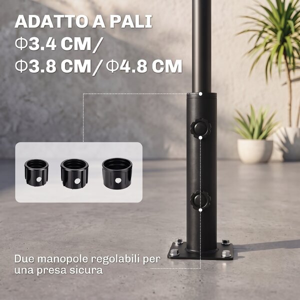 Outsunny Supporto per Ombrellone da Terrazza, Base per Ombrellone per Patio, Pontile, Giardino e Cortile, Nero | Aosom Italy