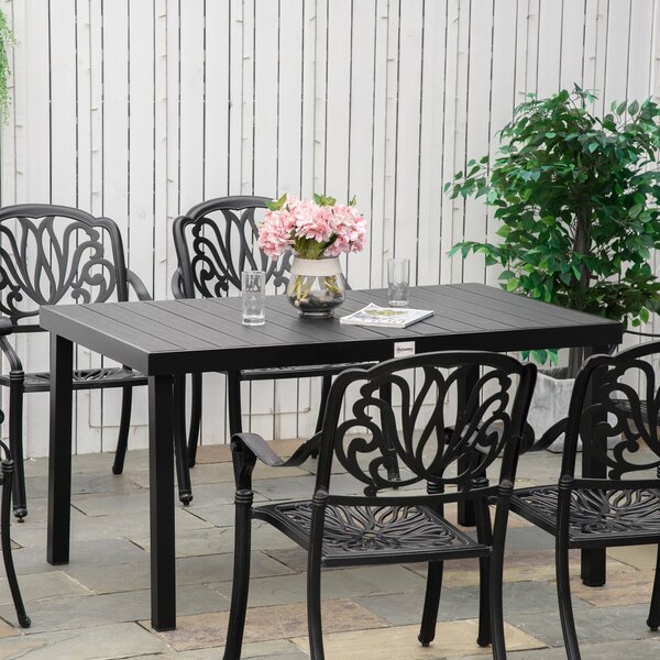 Outsunny Tavolo da Pranzo da Giardino per 6 Persone in Alluminio, 140x90x74 cm, Nero | Aosom Italy